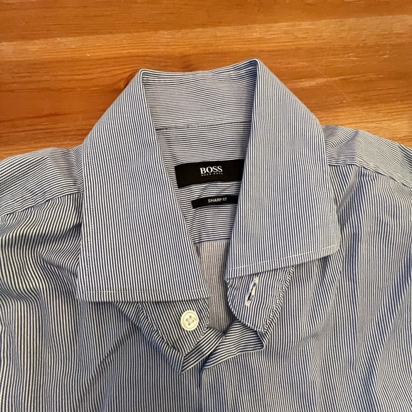 Men’s Blue Boss Hugo Boss Spread Collar Dress Shirt 16, 32/33 - Picture 2 of 4